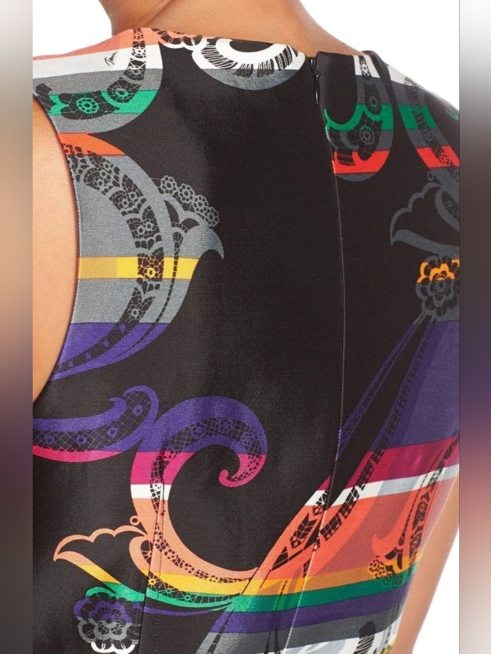 TRINA TURK 'Kudson' Multi Color Paisley Sleeveless Sheath Silk Blend Dress- 2 - Picture 4 of 11